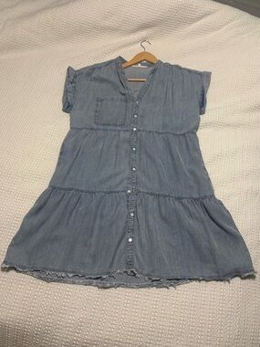 MELISSA NEPTON Light Blue Chambray Button-Front Dress